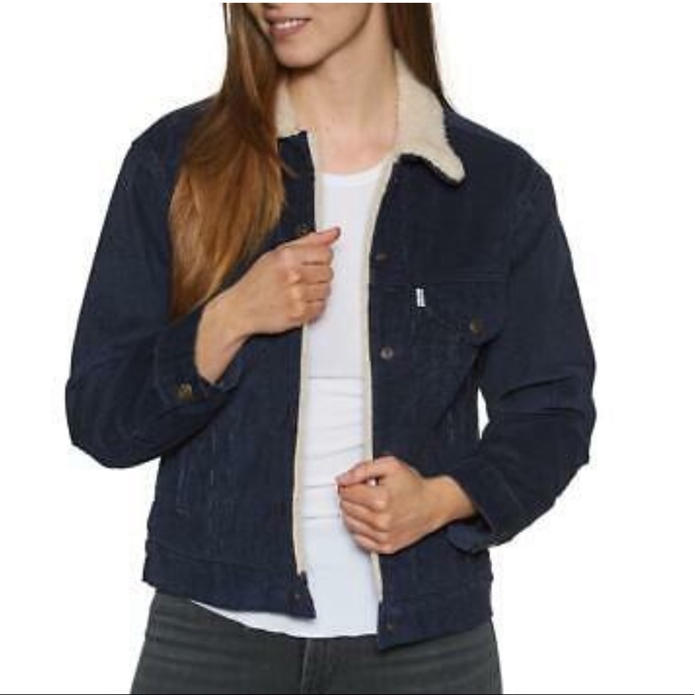 Levi Corduroy Navy Sherpa Jacket